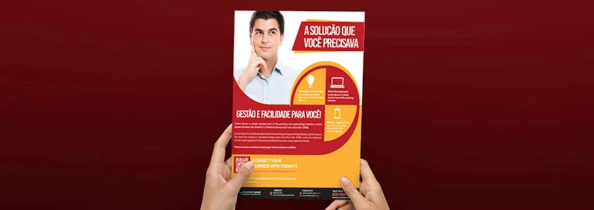 Impresso promocional vermelho e amarelo