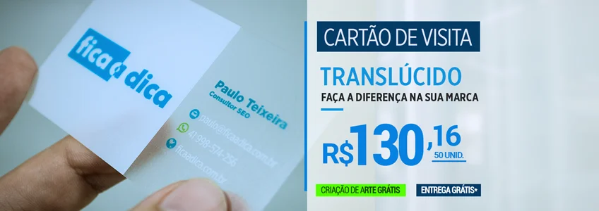 cartão de visita pvc translucido