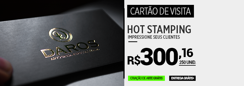 Cartão de Visita Hot Stamping Preto com dourado